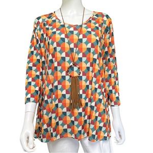 NWOT The Zig Zag Stripe Women’s Multi Colored Print Top Size Large